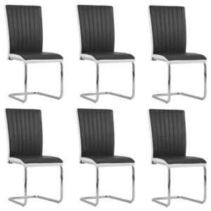 VidaXL Cantilever Dining Chairs 6 pcs Black Faux Leather