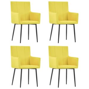 VidaXL Dining Chairs with Armrests 4 pcs Yellow Fabric