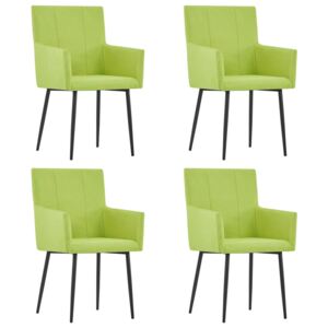 VidaXL Dining Chairs with Armrests 4 pcs Green Fabric
