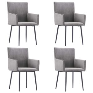 VidaXL Dining Chairs with Armrests 4 pcs Grey Velvet