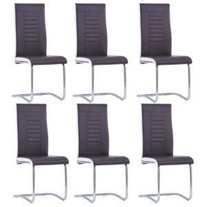 VidaXL Cantilever Dining Chairs 6 pcs Brown Faux Leather