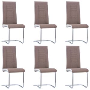 VidaXL Cantilever Dining Chairs 6 pcs Brown Fabric