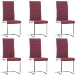 VidaXL Cantilever Dining Chairs 6 pcs Wine Red Fabric
