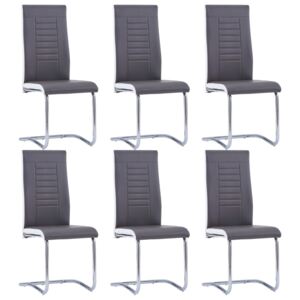 VidaXL Cantilever Dining Chairs 6 pcs Grey Faux Leather