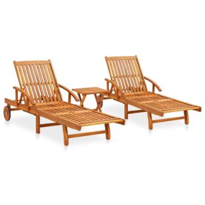 VidaXL 2 Piece Sunlounger Set with Table Solid Acacia Wood