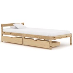 VidaXL Bed Frame with 2 Drawers Solid Pine Wood 90x200 cm