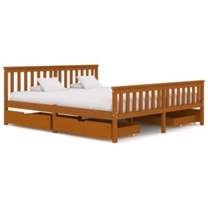 VidaXL Bed Frame with 4 Drawers Honey Brown Solid Pine Wood 180x200 cm