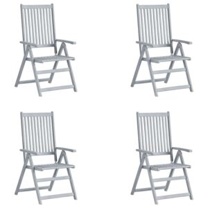 VidaXL Garden Reclining Chairs 4 pcs Grey Solid Acacia Wood