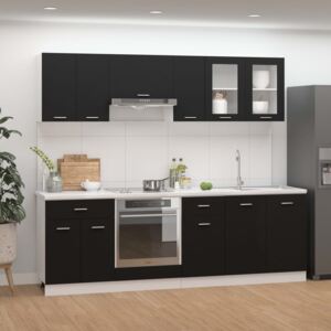 VidaXL 8 Piece Kitchen Cabinet Set Black Chipboard