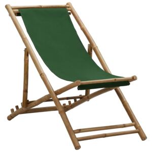 VidaXL Deck Chair Bamboo and Canvas Green