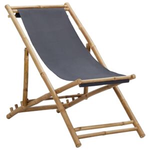 VidaXL Deck Chair Bamboo and Canvas Dark Grey