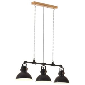 VidaXL Industrial Pendant Lamp Iron and Solid Mango Wood Black E27