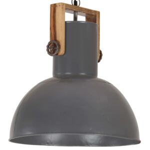 VidaXL Industrial Hanging Lamp 25 W Grey Round Mango Wood 42 cm E27