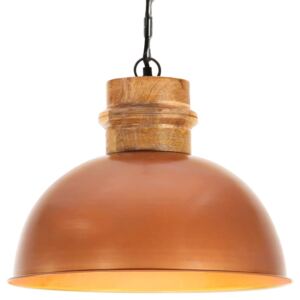 VidaXL Industrial Hanging Lamp Copper Round 42 cm E27 Solid Mango Wood