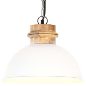 VidaXL Industrial Hanging Lamp White Round 32 cm E27 Solid Mango Wood