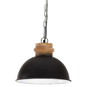 VidaXL Industrial Hanging Lamp 25 W Black Round Mango Wood 32 cm E27