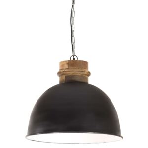VidaXL Industrial Hanging Lamp 25 W Black Round Mango Wood 50 cm E27