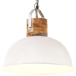 VidaXL Industrial Hanging Lamp White Round 42 cm E27 Solid Mango Wood