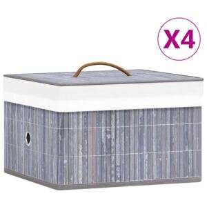 VidaXL Bamboo Storage Boxes 4 pcs Grey