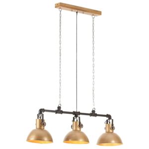 VidaXL Industrial Pendant Lamp Iron and Solid Mango Wood Brass E27