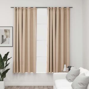 VidaXL Linen-Look Blackout Curtains with Hooks 2 pcs Beige 140x175 cm