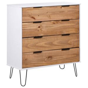 VidaXL Drawer Cabinet Light Wood and White 76.5x39.5x90.3 cm Pine Wood