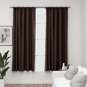 VidaXL Linen-Look Blackout Curtains with Hooks 2 pcs Taupe 140x175 cm