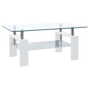 VidaXL Coffee Table White 95x55x40 cm Tempered Glass