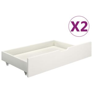 VidaXL Bed Drawers 2 pcs White Solid Pine Wood