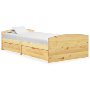 VidaXL Bed Frame with 2 Drawers Solid Pine Wood 90x200 cm