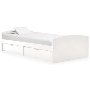 VidaXL Bed Frame with 2 Drawers White Solid Pine Wood 90x200 cm