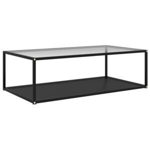 VidaXL Tea Table Transparent and Black 120x60x35 cm Tempered Glass