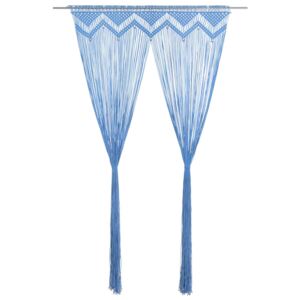 VidaXL Macrame Curtain Blue 140x240 cm Cotton