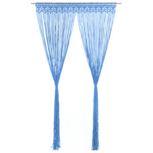 VidaXL Macrame Curtain Blue 140x240 cm Cotton