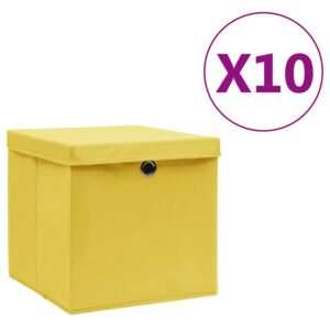 VidaXL Storage Boxes with Covers 10 pcs 28x28x28 cm Yellow
