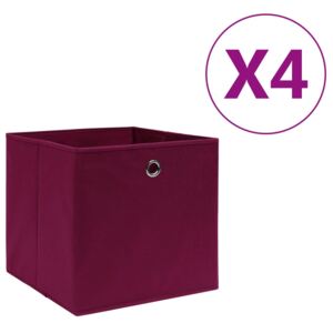 VidaXL Storage Boxes 4 pcs Non-woven Fabric 28x28x28 cm Dark Red