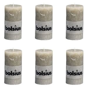 Bolsius Rustic Pillar Candle 130 x 68 mm Slate 6 pcs
