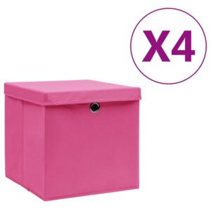 VidaXL Storage Boxes with Covers 4 pcs 28x28x28 cm Pink