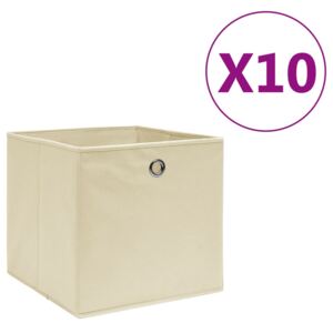 VidaXL Storage Boxes 10 pcs Non-woven Fabric 28x28x28 cm Cream