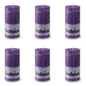 Bolsius Rustic Pillar Candle 130 x 68 mm Purple 6 pcs