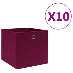 VidaXL Storage Boxes 10 pcs Non-woven Fabric 28x28x28 cm Dark Red