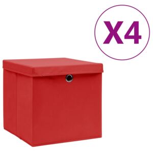 VidaXL Storage Boxes with Covers 4 pcs 28x28x28 cm Red