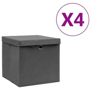 VidaXL Storage Boxes with Covers 4 pcs 28x28x28 cm Grey
