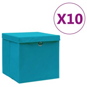 VidaXL Storage Boxes with Covers 10 pcs 28x28x28 cm Baby Blue