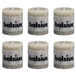 Bolsius Rustic Pillar Candle 80 x 68 mm Slate 6 pcs