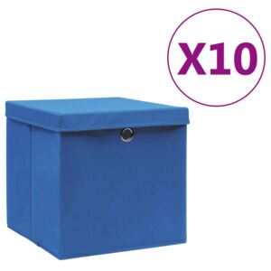 VidaXL Storage Boxes with Covers 10 pcs 28x28x28 cm Blue