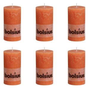 Bolsius Rustic Pillar Candle 130 x 68 mm Orange 6 pcs