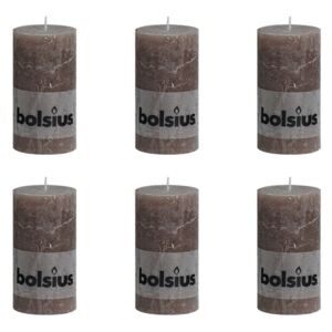 Bolsius Rustic Pillar Candle 130 x 68 mm Taupe 6 pcs