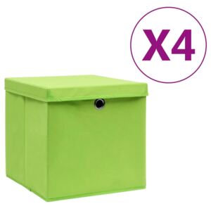 VidaXL Storage Boxes with Covers 4 pcs 28x28x28 cm Green