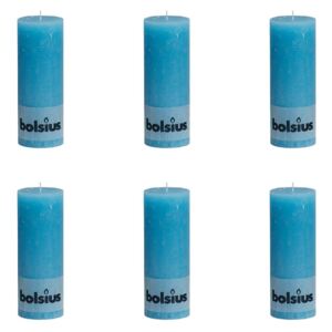 Bolsius Rustic Pillar Candles 6 pcs 190x68 mm Blue